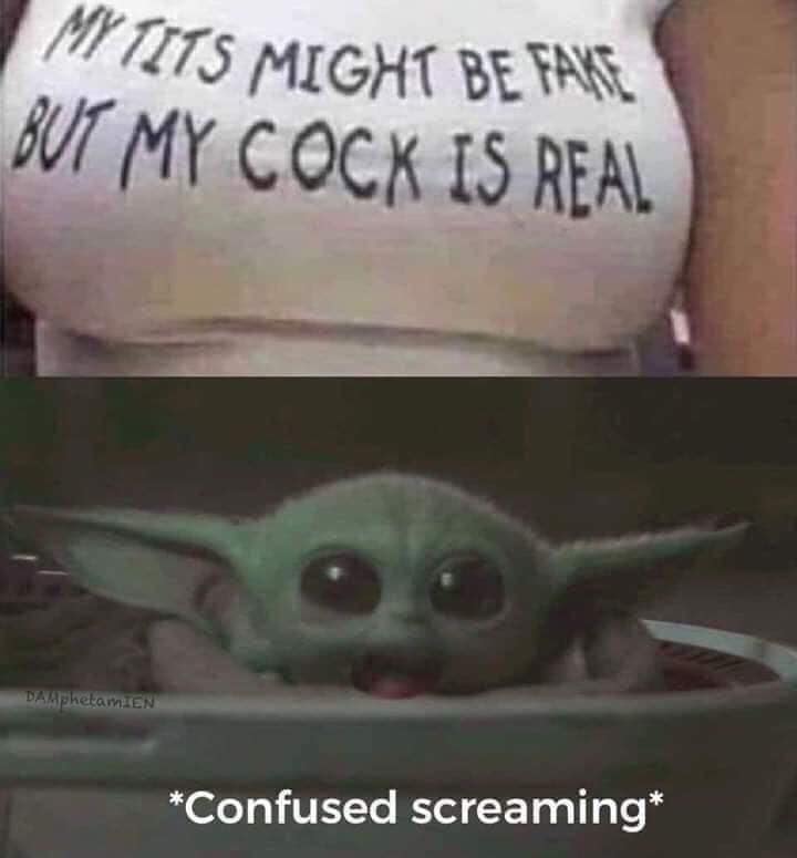 This meme is a photo of a woman's chest with a humorous, handwritten note on it. The text reads "My tits are fake, but my personality is real". The image is likely intended to be humorous and lighthearted, poking fun at the idea that some people may be more concerned about their physical appearance than their personality.